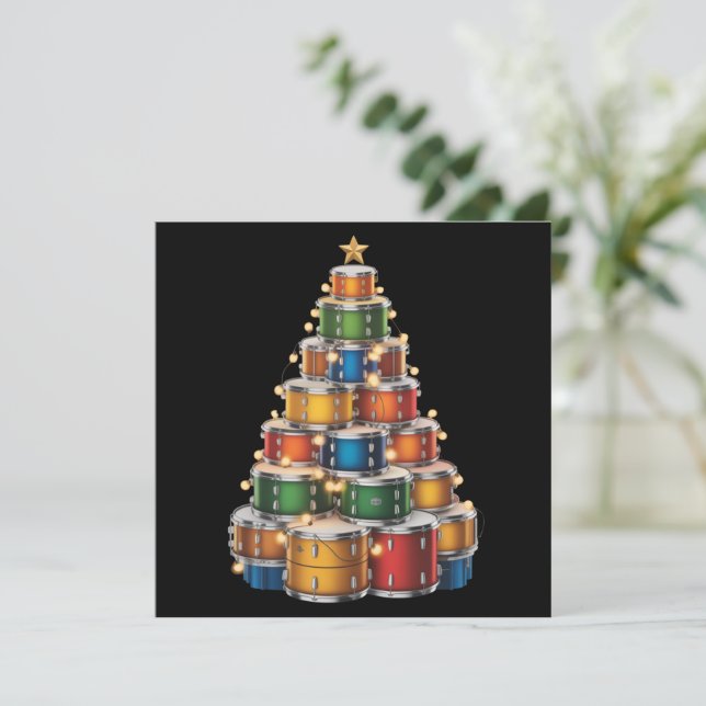 Trädtrumslagare till Drumms Xmas julgran  Julkort (Stående Fram)