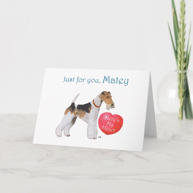 Trådvalpsterrier Valentine Helgkort (Framsida)