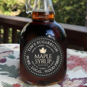 Träeldad Maple Syrup Guld Löv och Gräns Runt Klistermärke