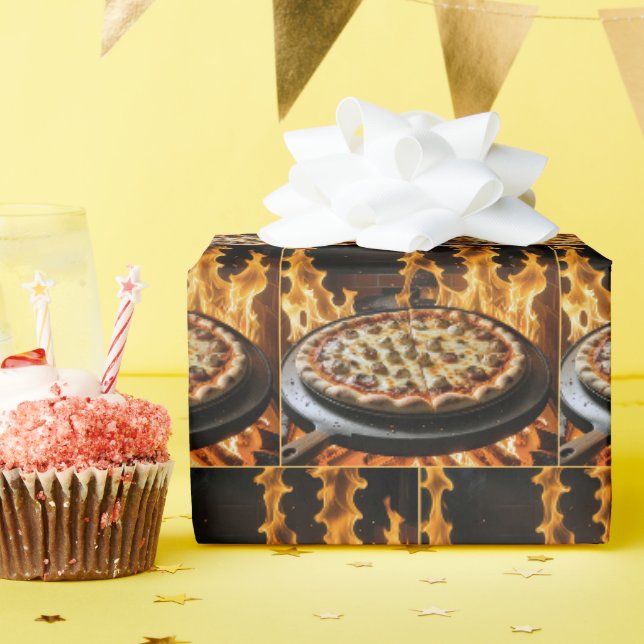 Träeldad Pizza Presentpapper (Födelsedagsfest)