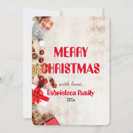 träelegant familj jul anpassa julkort