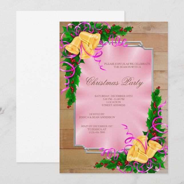 Träet Framat hörn Klockor jul Inbjudningar (Fram/baksida)