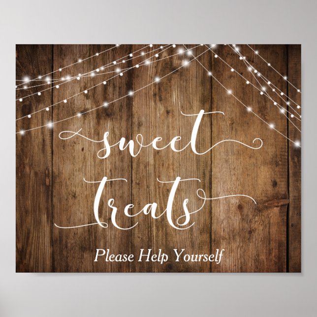 Träet och Ljus Söta Beattar Bröllop Dessert-tecken Poster (Framsidan)