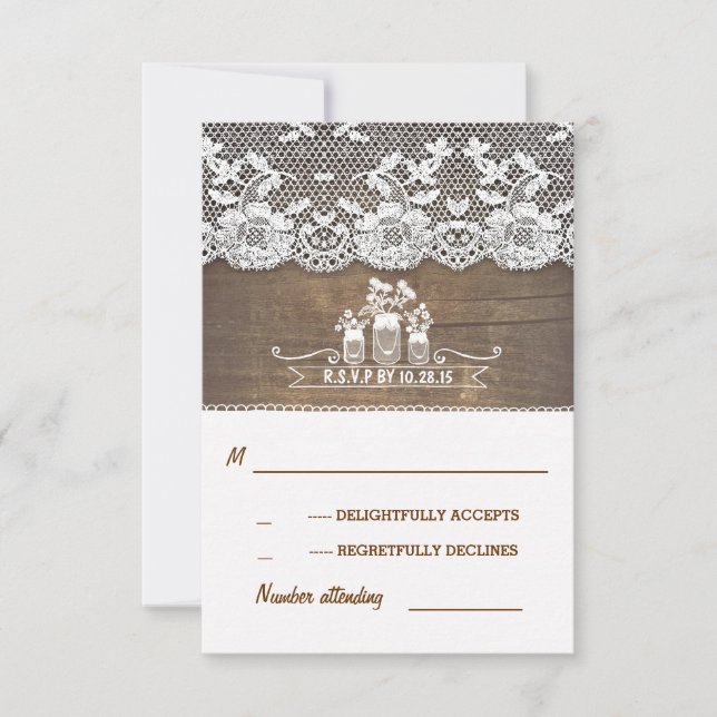 Träet och snöre Mason burk rustik bröllop OSA Kort (Framsida)