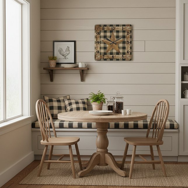 Träet ram och stjärna fyrkantig klocka (Skapare uppladdad)