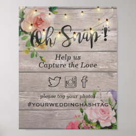 Träets Blommigt String Light Snap Hashtag Bröllop- Poster