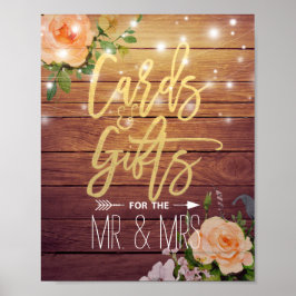 Träets Blommigt String Ljus-kort - Bröllop-tecken Poster