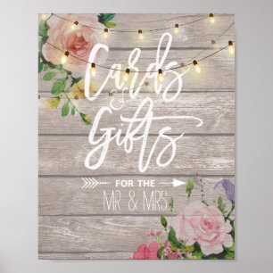 Träets Blommigt String Ljus-kort - Bröllop-tecken Poster