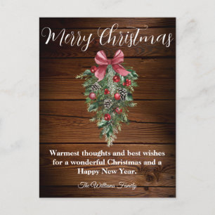 Träets vattenfärg julgran vykort