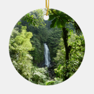 Trafalgar Falls Tropical Rainforest Photogratograp Julgransprydnad Keramik
