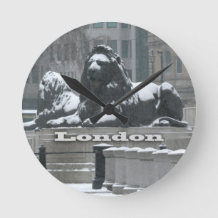 Trafalgar kvadrerar London - snö Rund Klocka