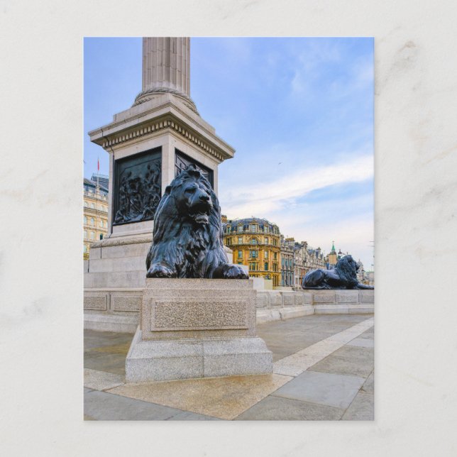 Trafalgar Square Lejon, London UK Postcard Vykort (Framsida)