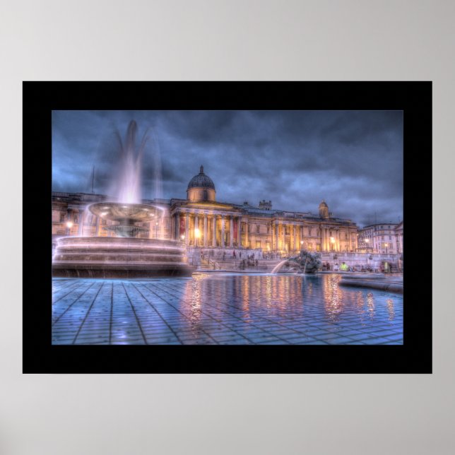 Trafalgar Square, London (Borderade) Print Poster (Framsidan)