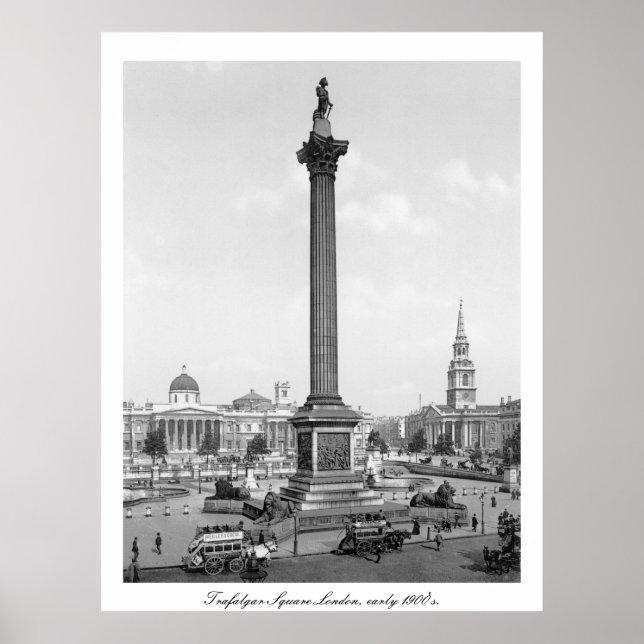 Trafalgar Square London, England tidigt 1900's Poster (Framsidan)