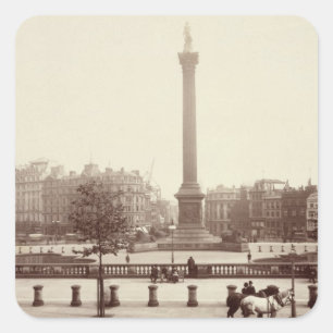 Trafalgar Square, London (foto av sepia) Fyrkantigt Klistermärke