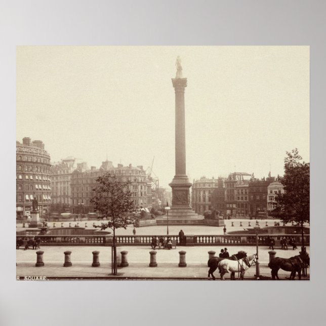 Trafalgar Square, London (foto av sepia) Poster (Framsidan)