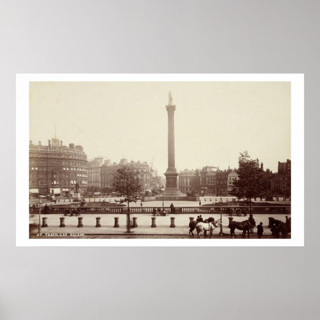 Trafalgar Square, London (foto av sepia) Poster (Framsidan)