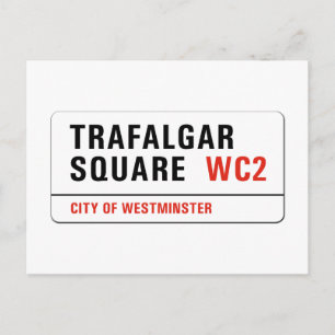 Trafalgar Square, London Street Sign Vykort