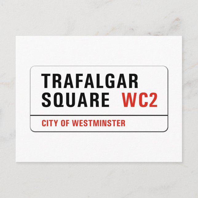 Trafalgar Square, London Street Sign Vykort (Framsida)