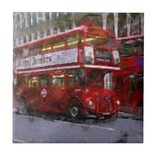 Trafalgar Square Red Dubbla-decker Buss, London, F Kakelplatta