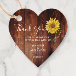 Träfärgad solros bröllop tack gåvor etiketter