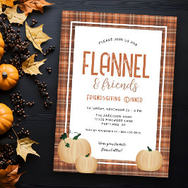 Träff med mysig flanell Friendsgiving-middag Inbjudningar