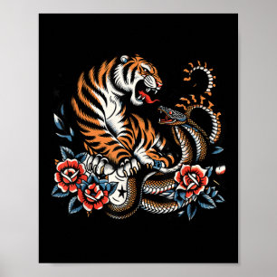 Träff tiger och orm i klick-tabb poster