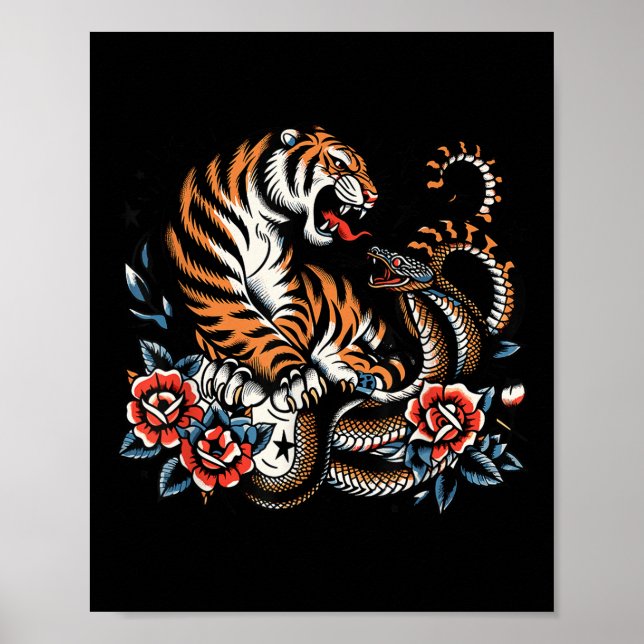 Träff tiger och orm i klick-tabb poster (Framsidan)