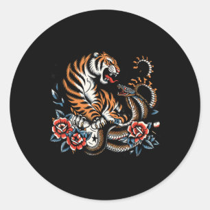 Träff tiger och orm i klick-tabb runt klistermärke