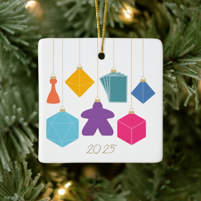 Träffa julgranen med brädspels keramiska ornament (Träd)