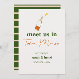 träffa oss i Tulum bröllop spara datum Inbjudningar