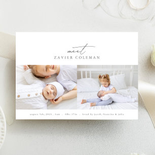 "träffa" vår baby fotokollage födsel meddelande