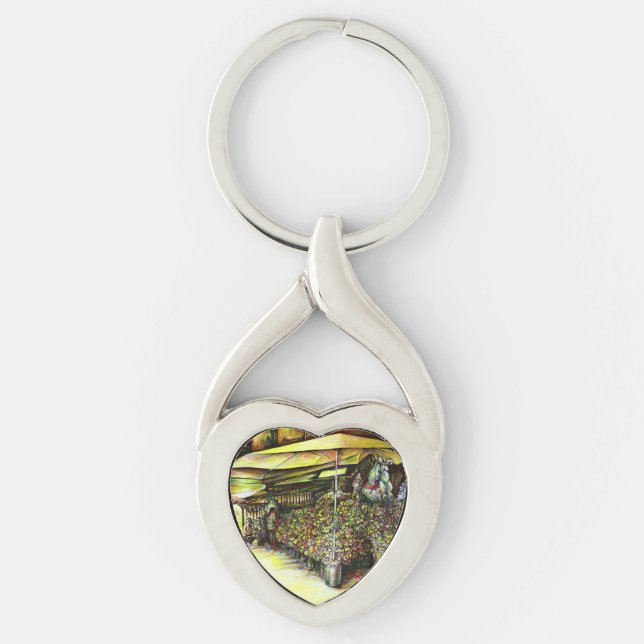 Träffade optiker twisted heart silverfärgad nyckelring (Framsidan)