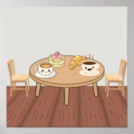 Träffande frukostkaféaffisch | Kaffe, pannkakor & Poster