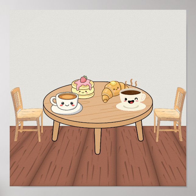 Träffande frukostkaféaffisch | Kaffe, pannkakor &  Poster (Framsidan)
