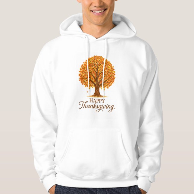 Träffande Glad Thanksgiving Höst Träd  Hoodie (Framsida)