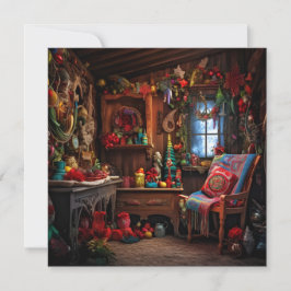 Träffande julstugavykort för julen