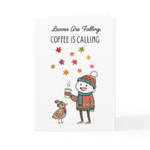 Träffande Thanksgiving-kort med kalkon och kaffe