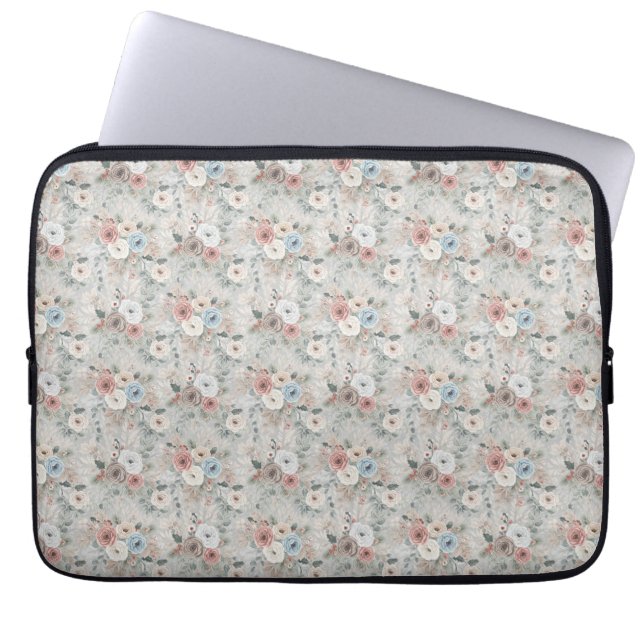 Träffande vinterblommigt mönster laptop fodral (Framsidan)