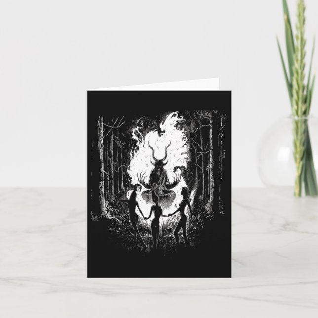 Träffar som dansar med Baphomet Occult Witch Gothi Kort (Framsida)