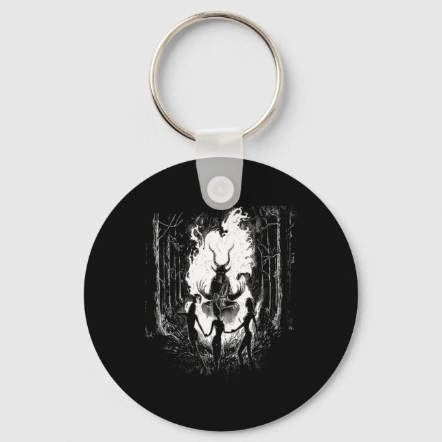 Träffar som dansar med Baphomet Occult Witch Gothi Nyckelring (Framsida)