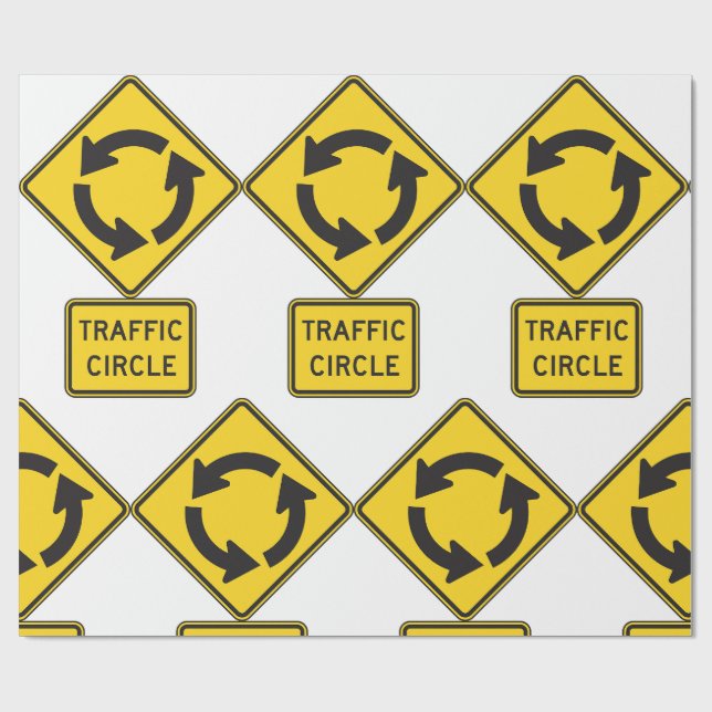 Traffic Circle Road Sign Yellow Diamond Presentpapper (Platt)