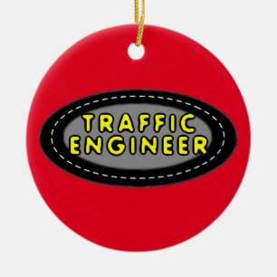 Traffic Ingenjör Oval Julgransprydnad Keramik
