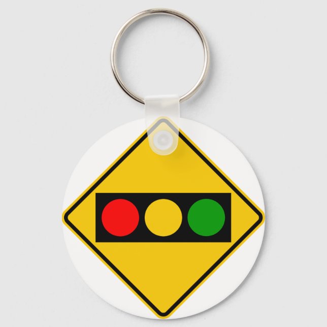 Traffic Light Ahead Highway Sign Nyckelring (Framsida)