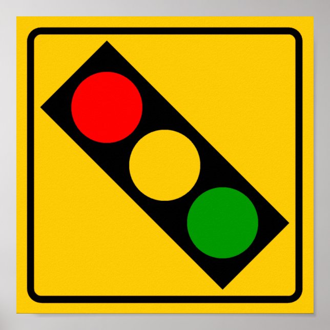 Traffic Light Ahead Highway Sign Poster (Framsidan)