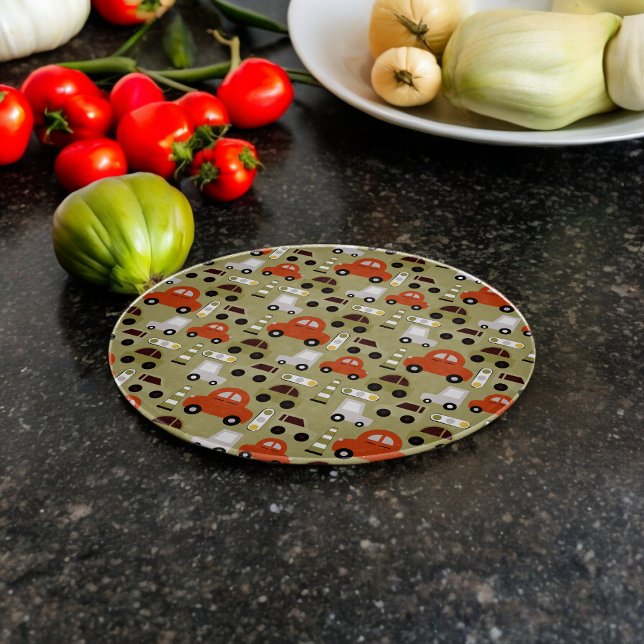 Traffic Ljus Orange Cars Mönster (Chopping Board)