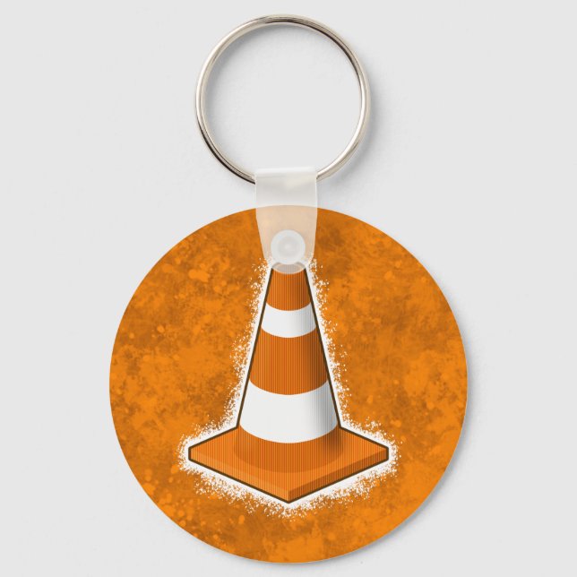 Traffic Safety Cone Splatter Nyckelring (Framsida)