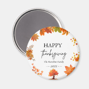 Träffig Höstlig Thanksgiving Middagsfest Magnet