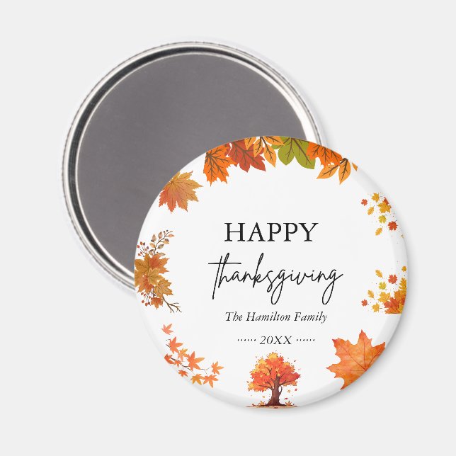 Träffig Höstlig Thanksgiving Middagsfest Magnet (Front/Back)
