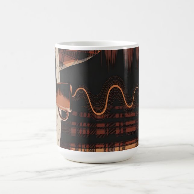 Träffig kaffekabin Rutinmönster Höst Rustik Dekora Kaffemugg (Center)